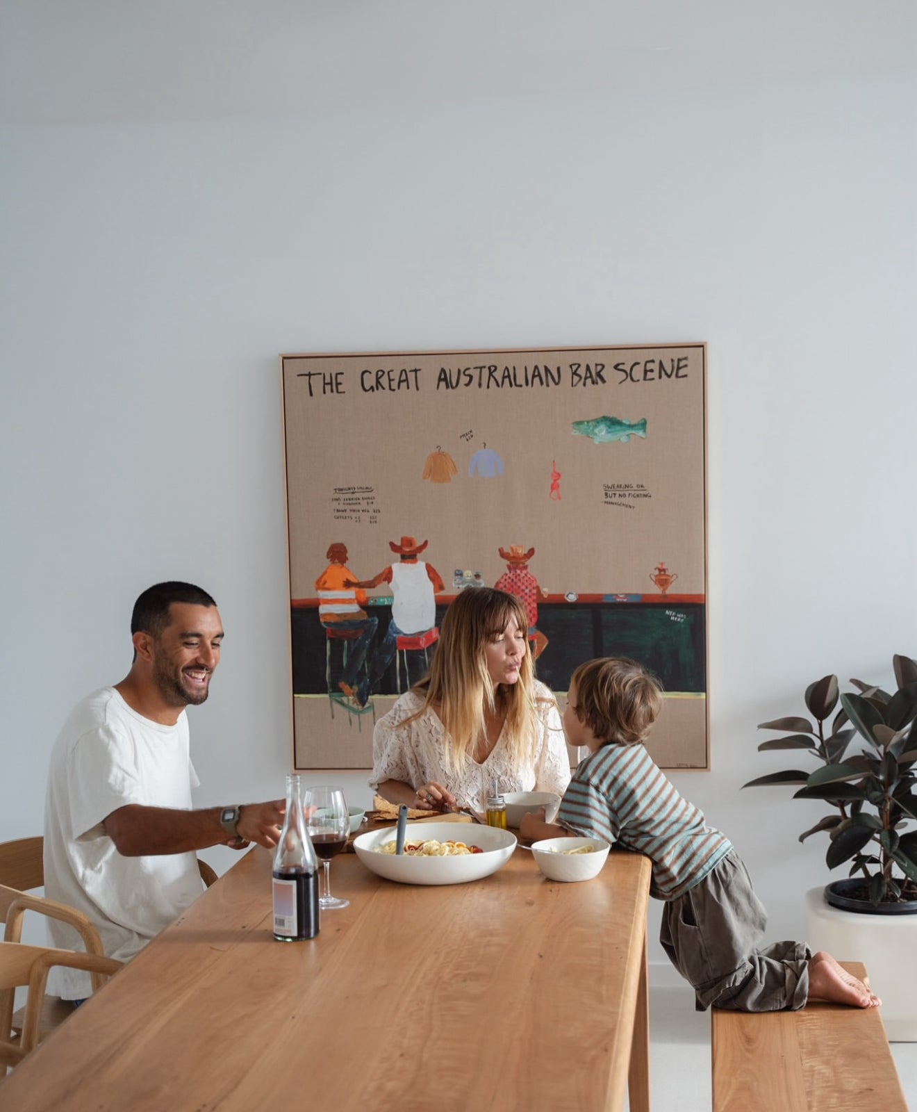 THE GREAT AUSTRALIAN BAR SCENE Print - Stretched and Framed in Oak