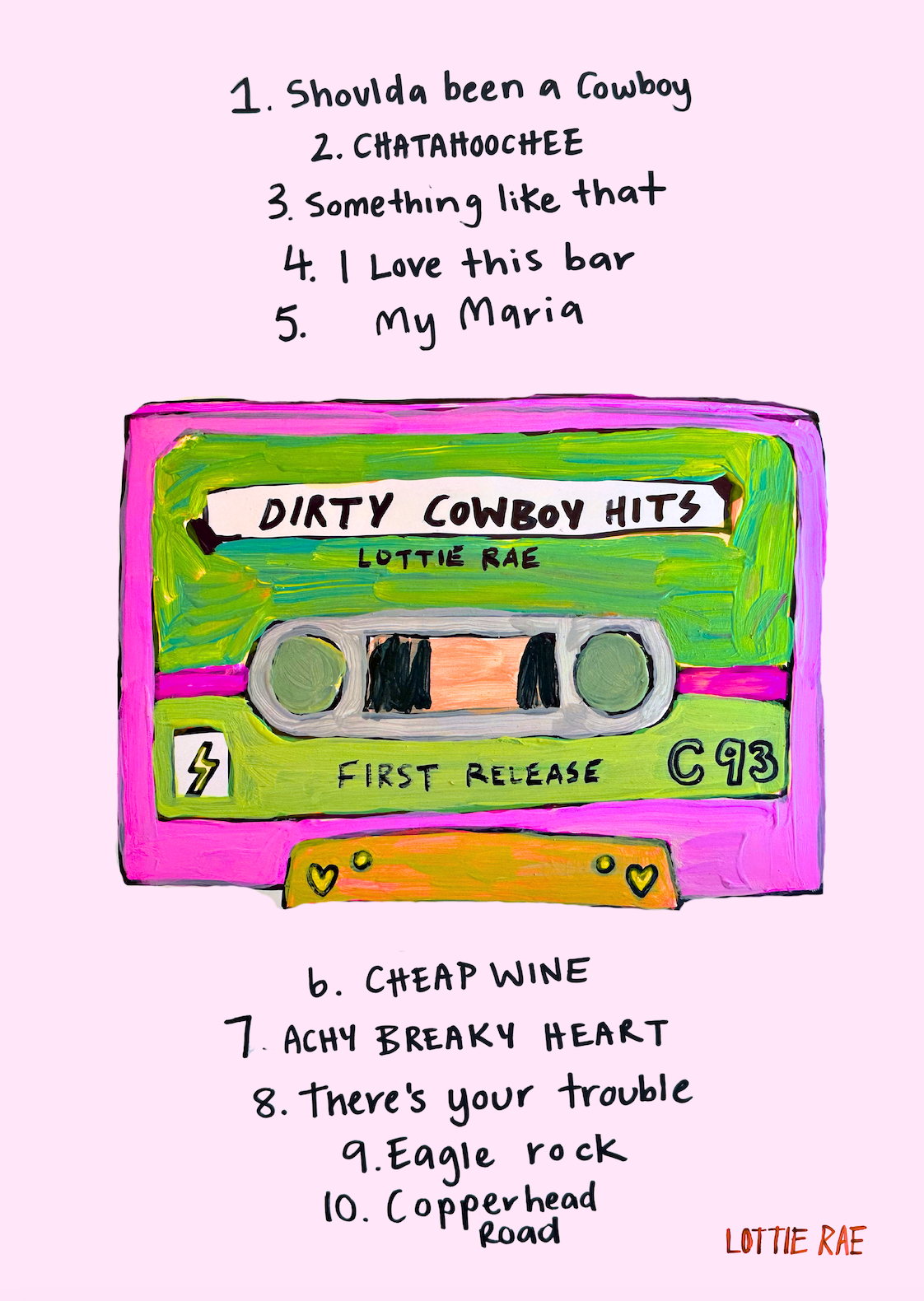 DIRTY COWBOY HITS POSTER - Pink