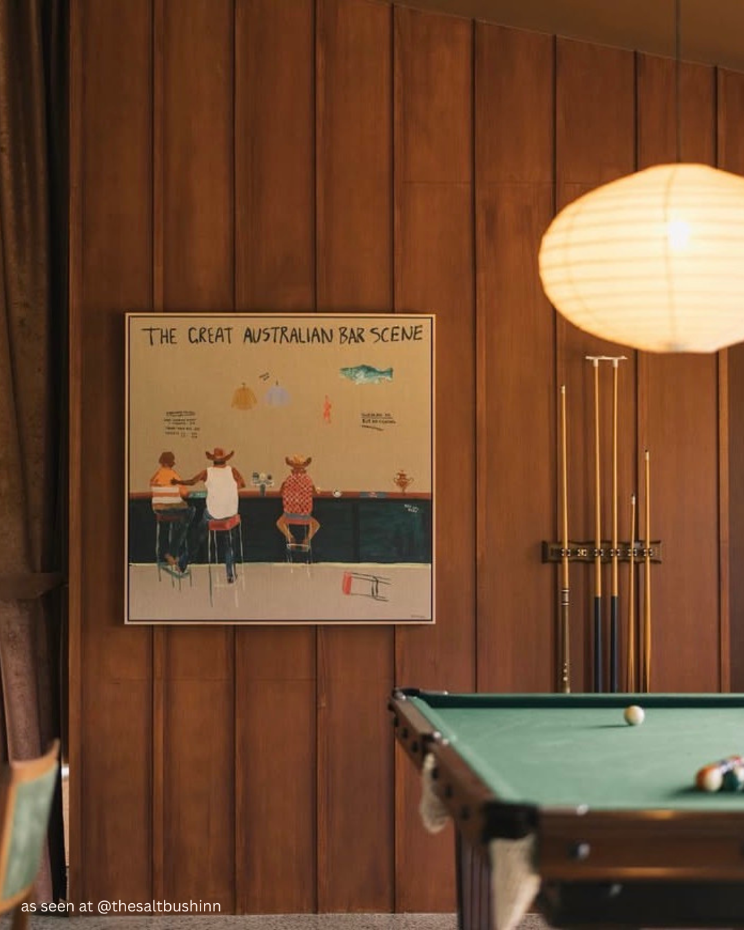 THE GREAT AUSTRALIAN BAR SCENE Print - Stretched and Framed in Oak